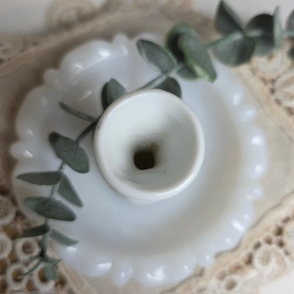 Vintage Miniature Porcelain Bud Vase White Floral Hand Painted
